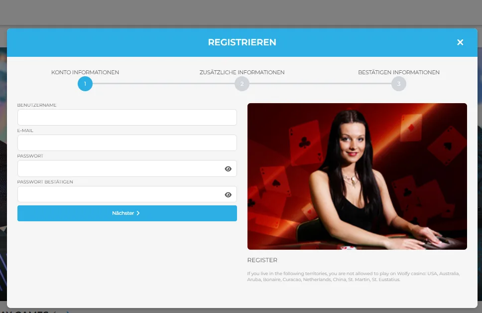 Wolfy Casino Registrierung